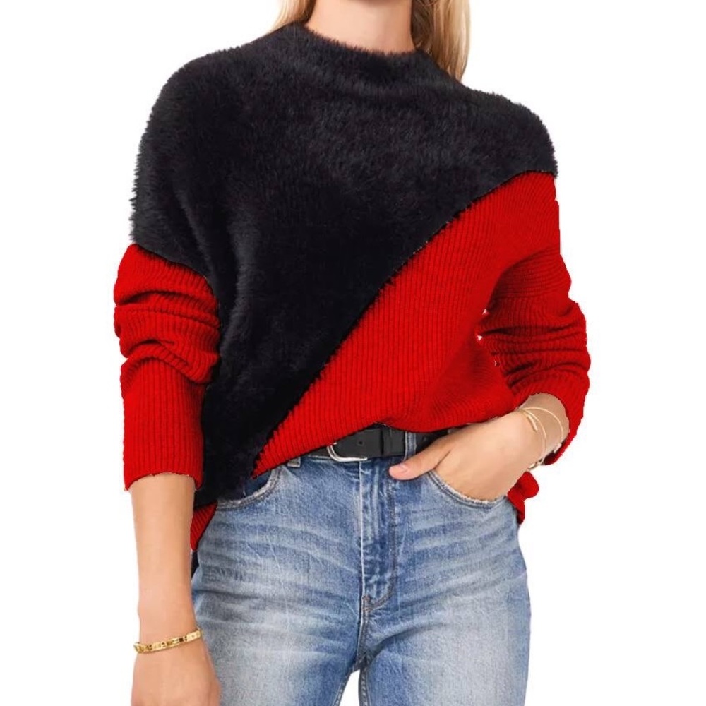 VINCE CAMUTO Asymmetrical Mock Neck Sweater
